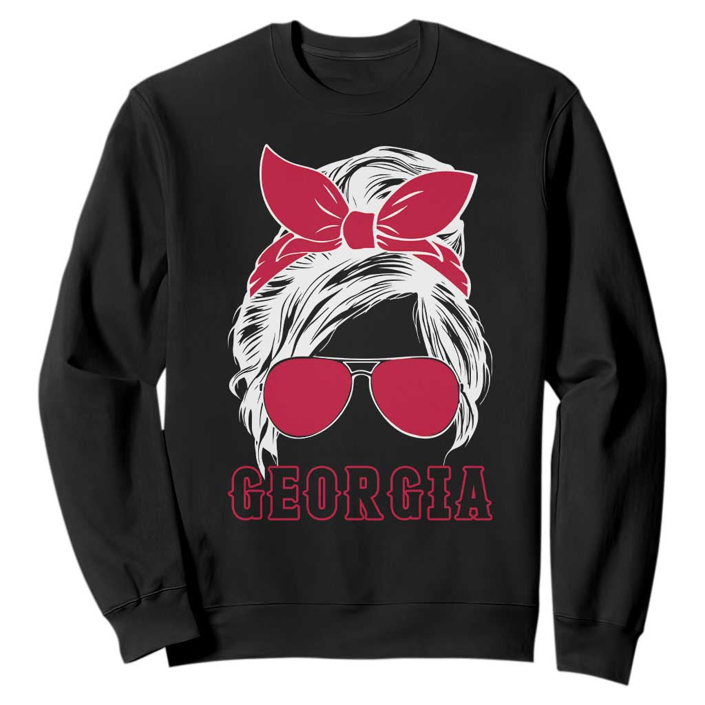 Georgia Lovers Sweatshirt Bulldogs Game Day Messy Bun TS10 Black Print Your Wear