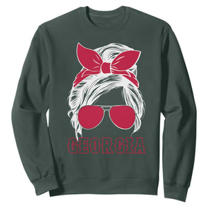 Georgia Lovers Sweatshirt Bulldogs Game Day Messy Bun TS10 Dark Forest Green Print Your Wear