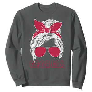 Georgia Lovers Sweatshirt Bulldogs Game Day Messy Bun TS10 Dark Heather Print Your Wear