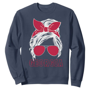 Georgia Lovers Sweatshirt Bulldogs Game Day Messy Bun TS10 Navy Print Your Wear