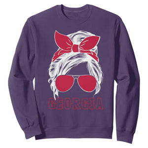 Georgia Lovers Sweatshirt Bulldogs Game Day Messy Bun TS10 Purple Print Your Wear