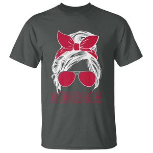 Georgia Lovers T Shirt Bulldogs Game Day Messy Bun TS10 Dark Heather Print Your Wear