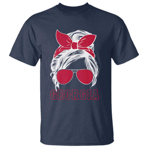 Georgia Lovers T Shirt Bulldogs Game Day Messy Bun TS10 Navy Print Your Wear