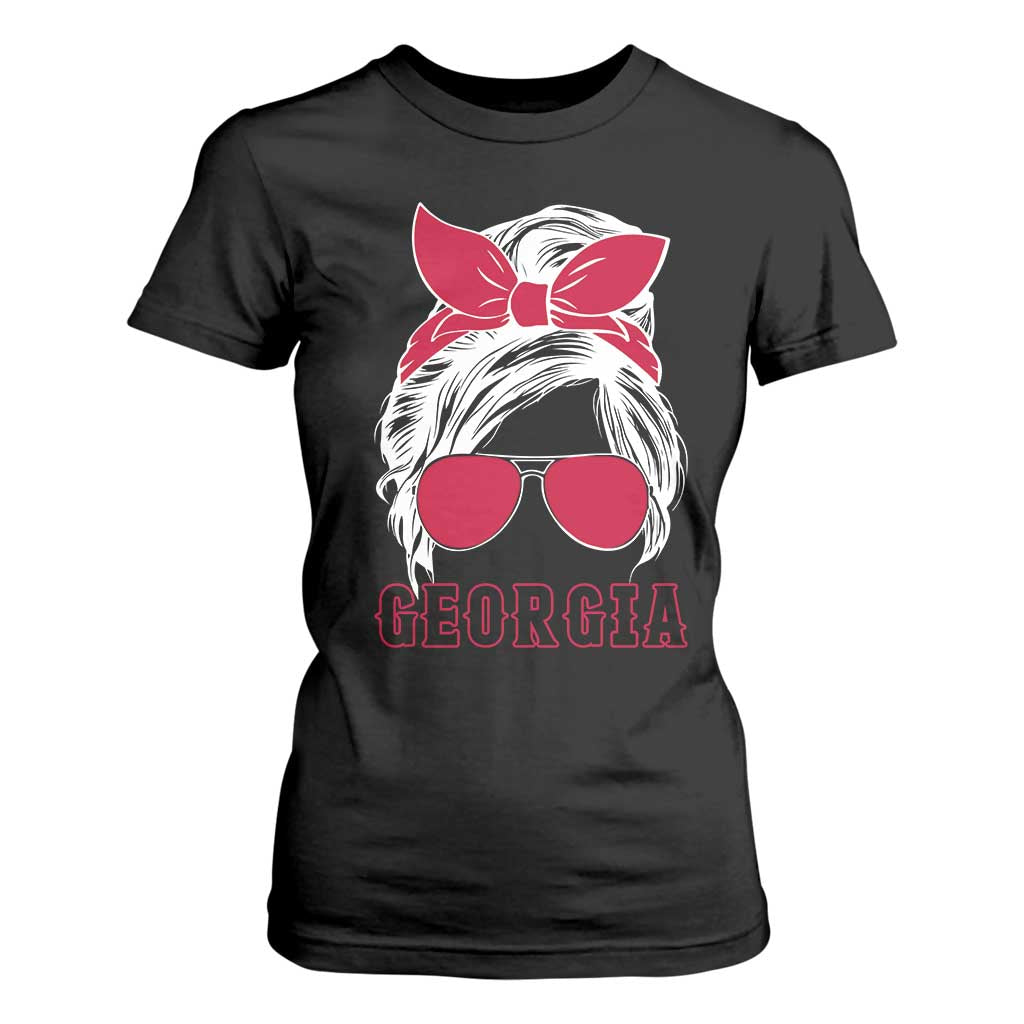 Georgia Lovers T Shirt For Women Bulldogs Game Day Messy Bun TS10 Black Print Your Wear