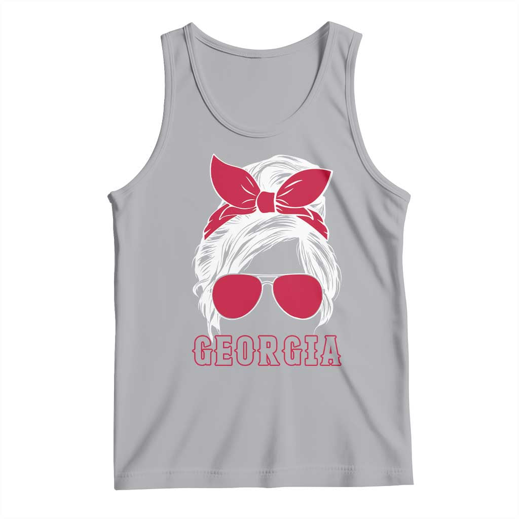 Georgia Lovers Tank Top Bulldogs Game Day Messy Bun TS10 Athletic Heather Print Your Wear