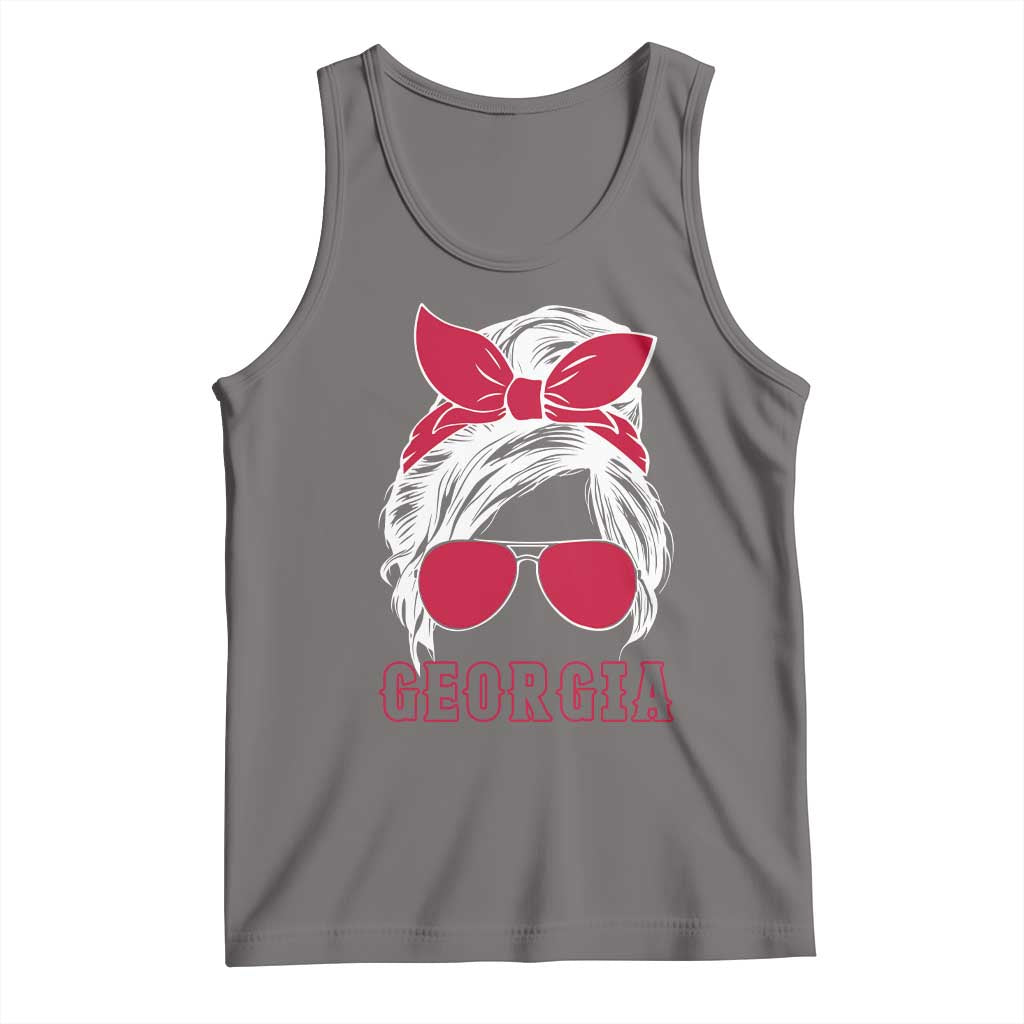 Georgia Lovers Tank Top Bulldogs Game Day Messy Bun TS10 Deep Heather Print Your Wear