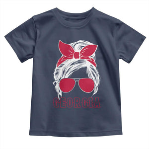 Georgia Lovers Toddler T Shirt Bulldogs Game Day Messy Bun TS10 Navy Print Your Wear