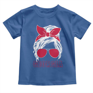 Georgia Lovers Toddler T Shirt Bulldogs Game Day Messy Bun TS10 Royal Blue Print Your Wear