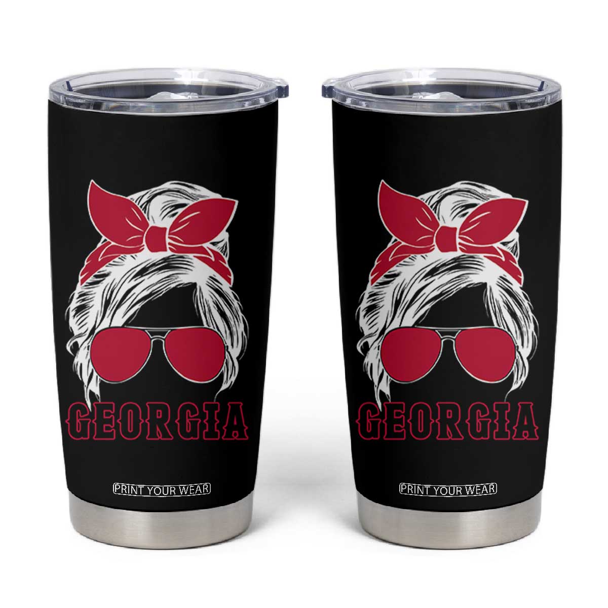 Georgia Lovers Tumbler Cup Bulldogs Game Day Messy Bun TS10 Black Print Your Wear