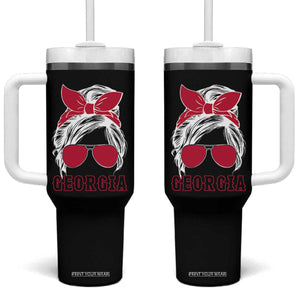 Georgia Lovers Tumbler With Handle Bulldogs Game Day Messy Bun TS10 One Size: 40 oz Black Print Your Wear