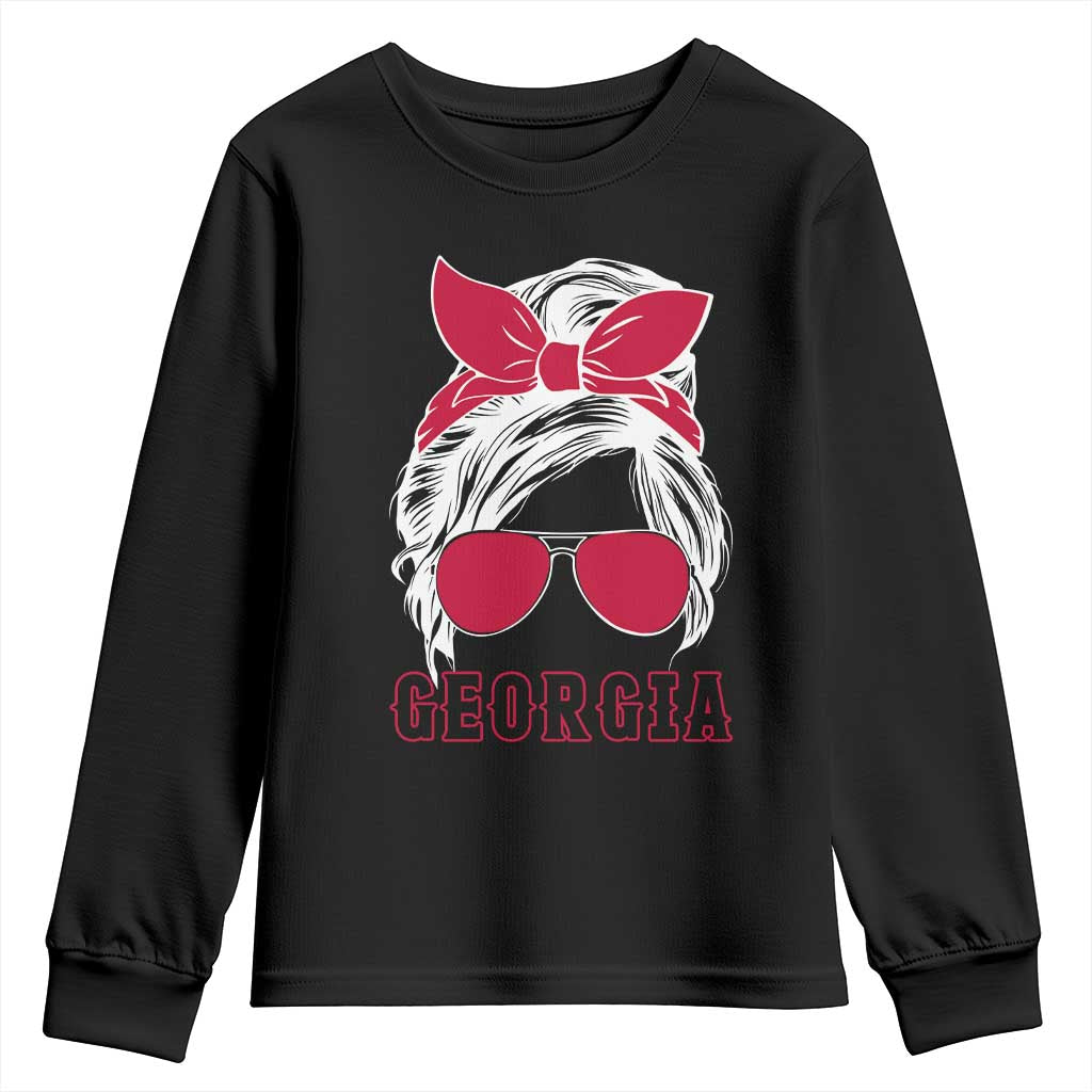 Georgia Lovers Youth Sweatshirt Bulldogs Game Day Messy Bun TS10 Black Print Your Wear