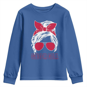 Georgia Lovers Youth Sweatshirt Bulldogs Game Day Messy Bun TS10 Royal Blue Print Your Wear