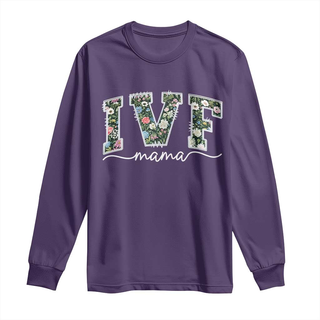 IVF Mama Long Sleeve Shirt Floral Mom Mothers Day TS10 Purple Print Your Wear
