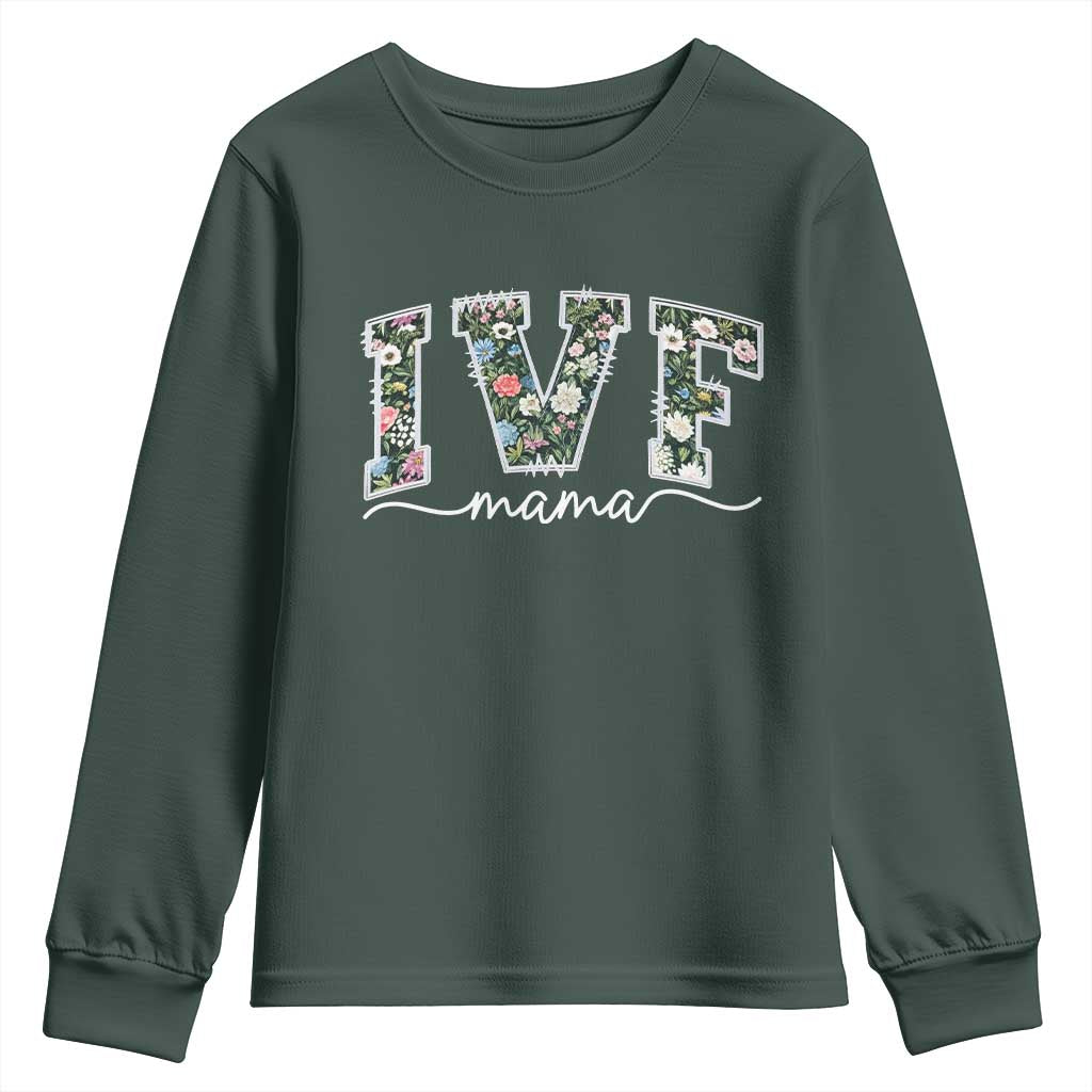IVF Mama Youth Sweatshirt Floral Mom Mothers Day TS10 Dark Forest Green Print Your Wear
