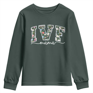 IVF Mama Youth Sweatshirt Floral Mom Mothers Day TS10 Dark Forest Green Print Your Wear