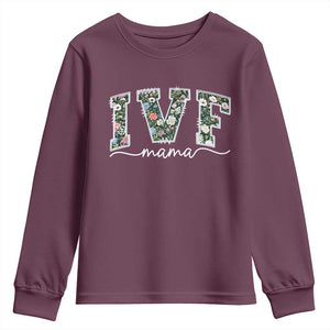 IVF Mama Youth Sweatshirt Floral Mom Mothers Day TS10 Maroon Print Your Wear