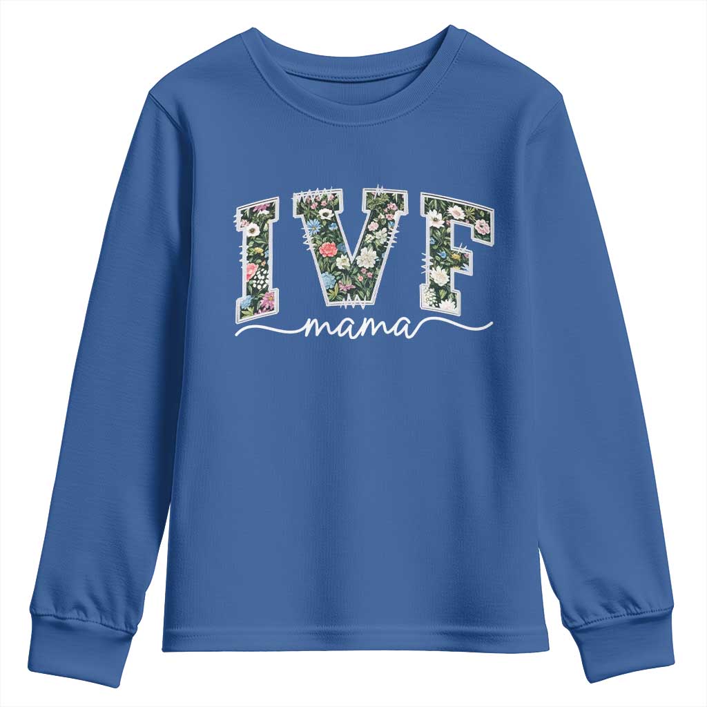 IVF Mama Youth Sweatshirt Floral Mom Mothers Day TS10 Royal Blue Print Your Wear