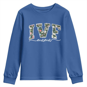 IVF Mama Youth Sweatshirt Floral Mom Mothers Day TS10 Royal Blue Print Your Wear