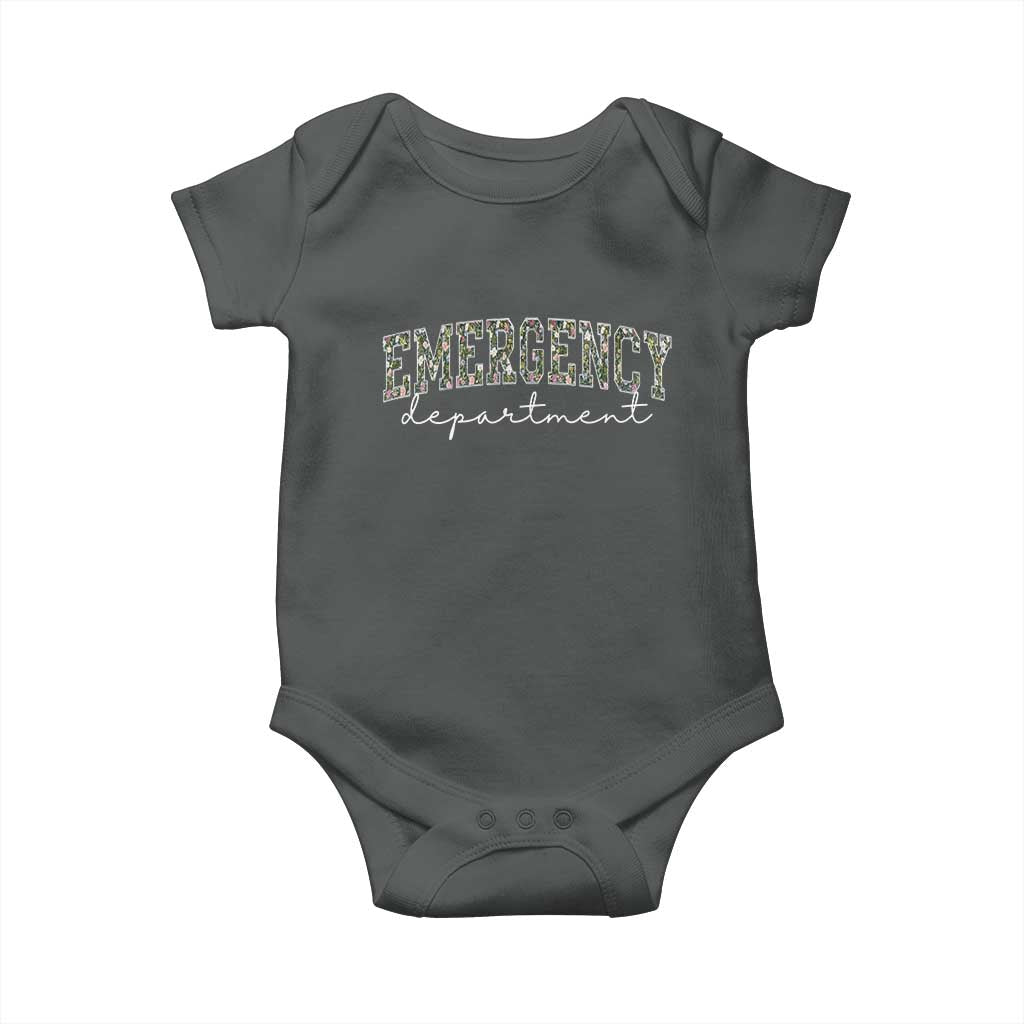 Floral Emergency Department Baby Onesie ER Nurse Gift TS10 Dark Heather Print Your Wear