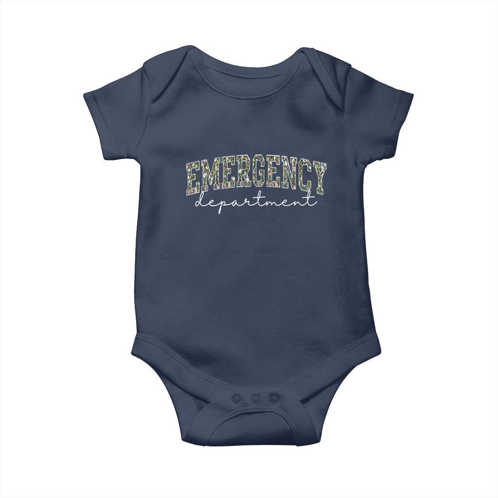 Floral Emergency Department Baby Onesie ER Nurse Gift TS10 Navy Print Your Wear