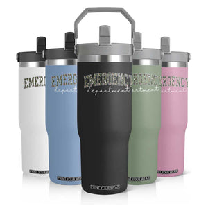 Floral Emergency Department Flip Straw Tumbler ER Nurse Gift TS10 Print Your Wear