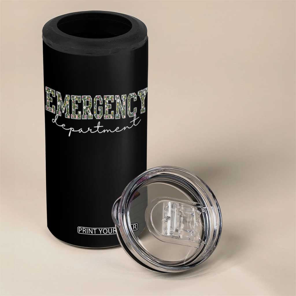 Floral Emergency Department 4 in 1 Can Cooler Tumbler ER Nurse Gift TS10 Print Your Wear