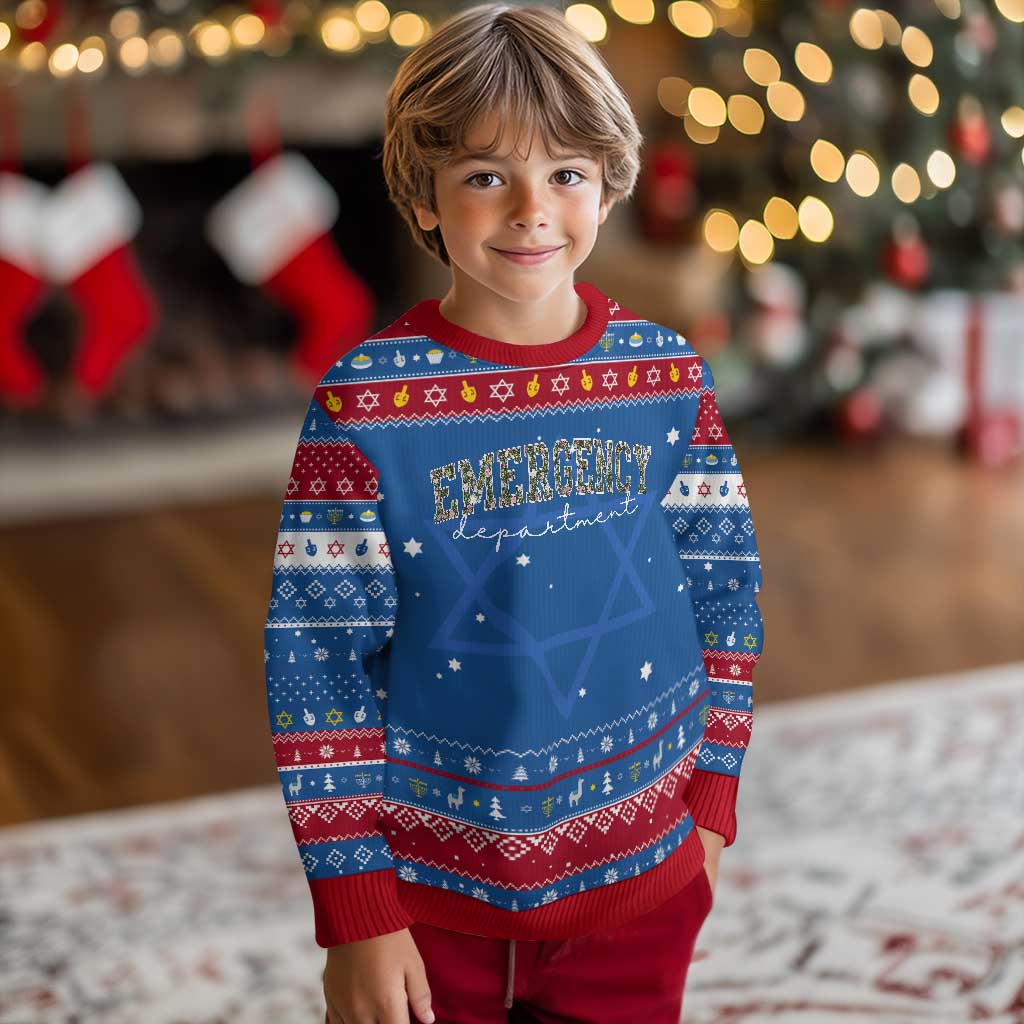 Floral Emergency Department Hanukkah Ugly Sweater ER Nurse Gift TS10 Blue Red Print Your Wear