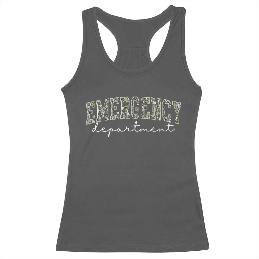 Floral Emergency Department Racerback Tank Top ER Nurse Gift TS10 Dark Heather Print Your Wear