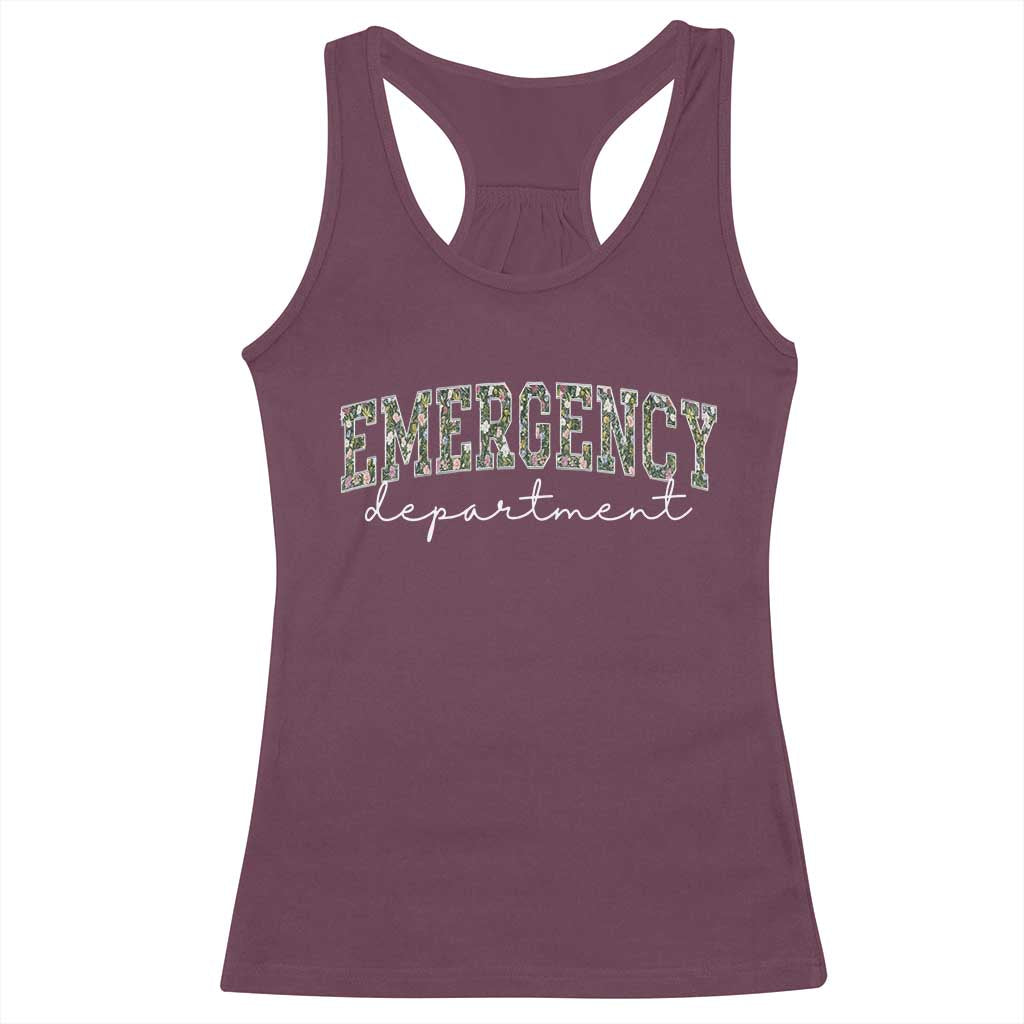 Floral Emergency Department Racerback Tank Top ER Nurse Gift TS10 Maroon Print Your Wear