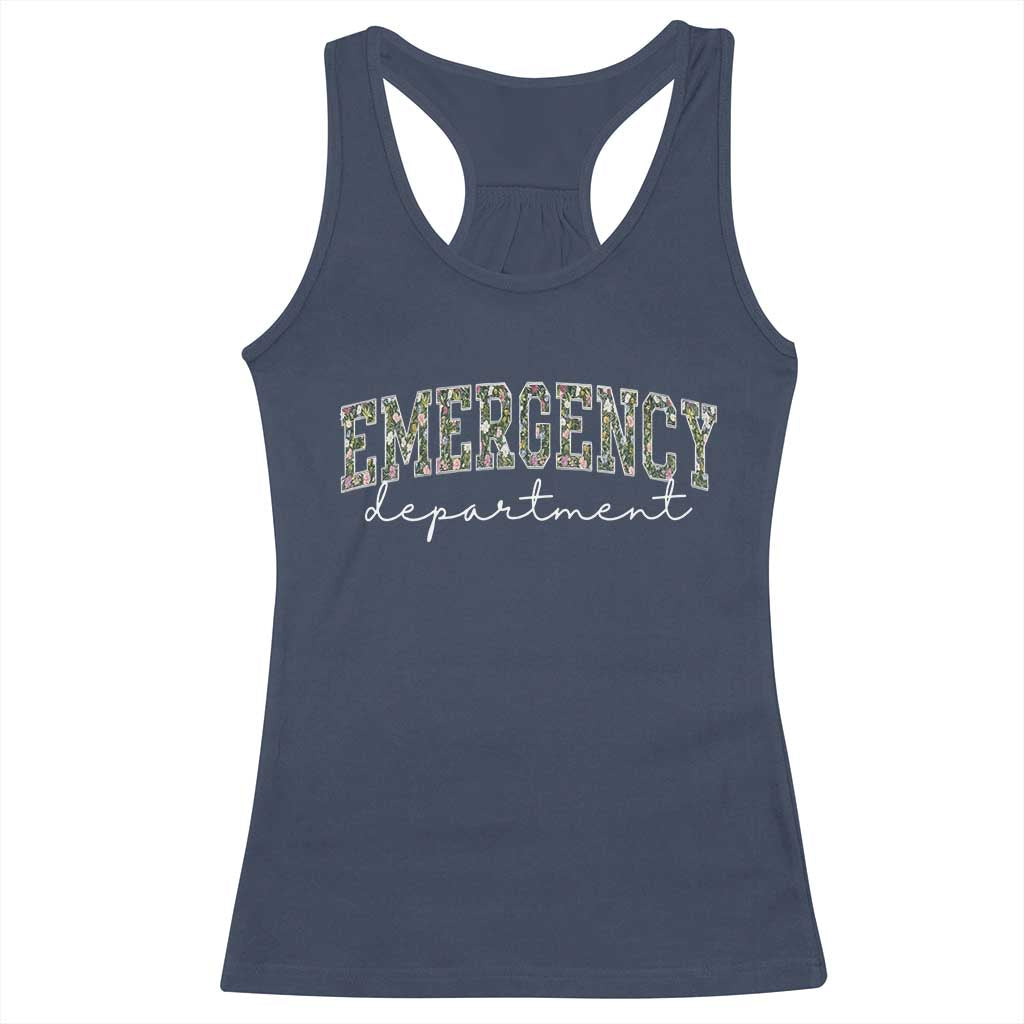 Floral Emergency Department Racerback Tank Top ER Nurse Gift TS10 Navy Print Your Wear