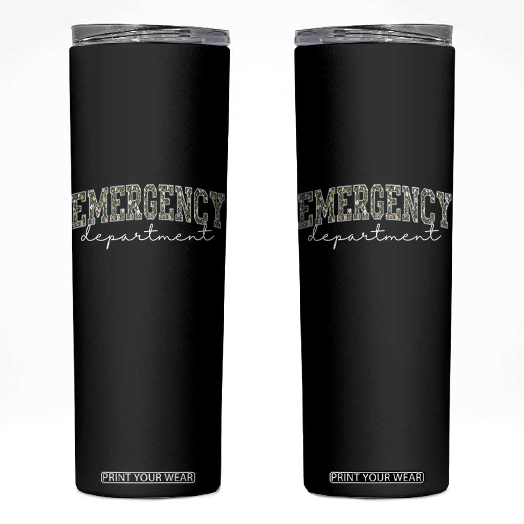 Floral Emergency Department Skinny Tumbler ER Nurse Gift TS10 Black Print Your Wear