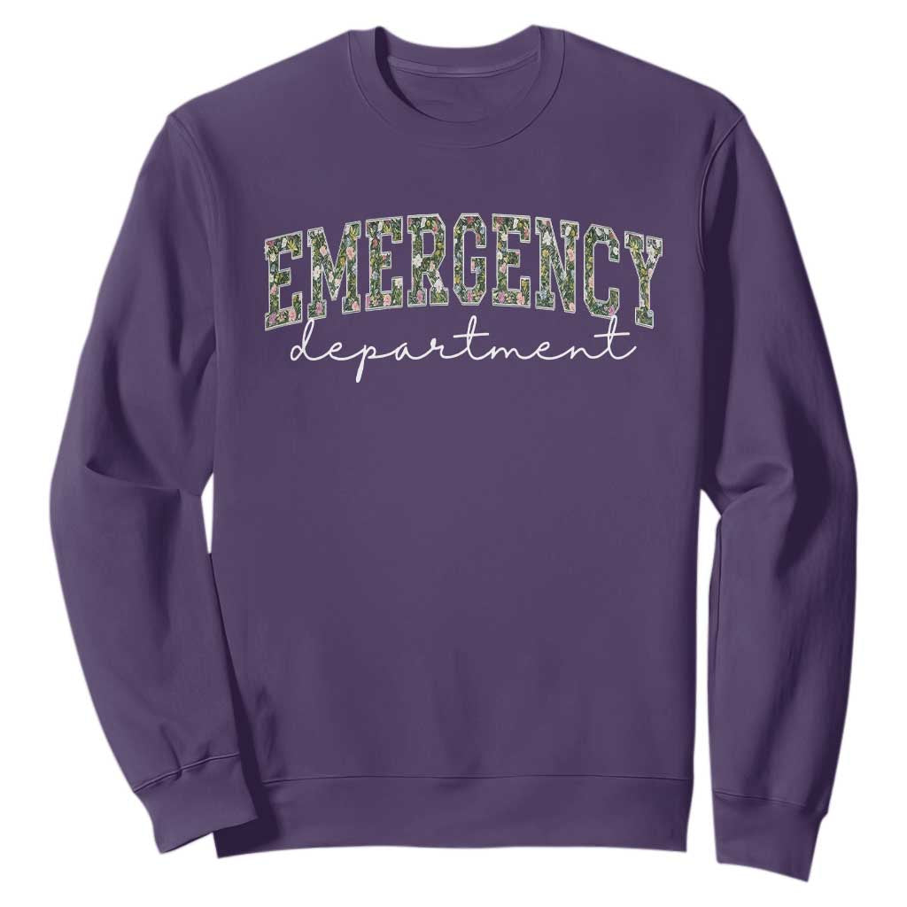 Floral Emergency Department Sweatshirt ER Nurse Gift TS10 Purple Print Your Wear