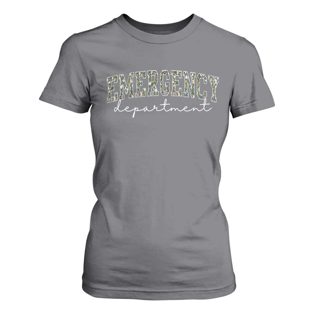 Floral Emergency Department T Shirt For Women ER Nurse Gift TS10 Charcoal Print Your Wear