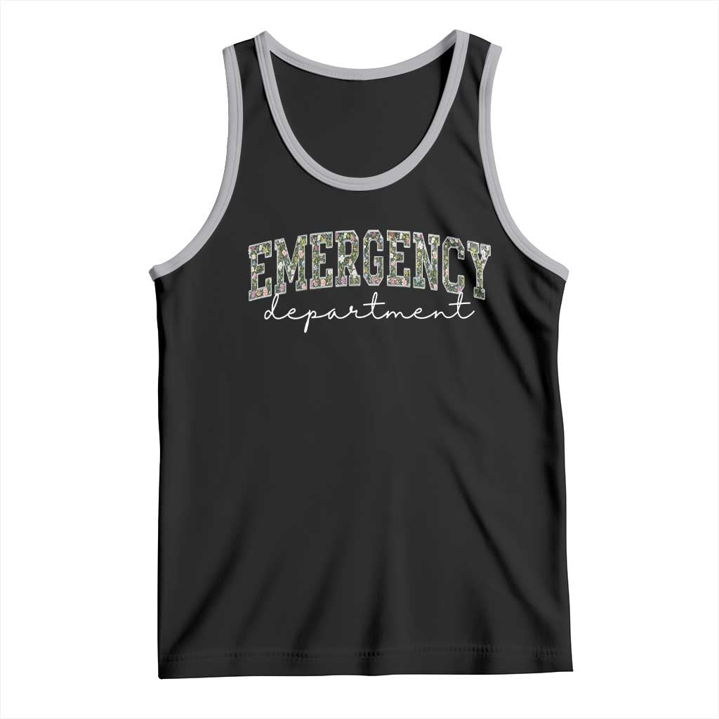 Floral Emergency Department Tank Top ER Nurse Gift TS10 Black Athletic Heather Print Your Wear