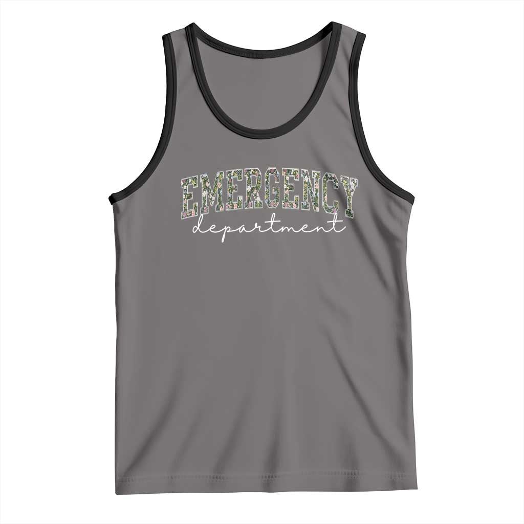 Floral Emergency Department Tank Top ER Nurse Gift TS10 Deep Heather Black Print Your Wear