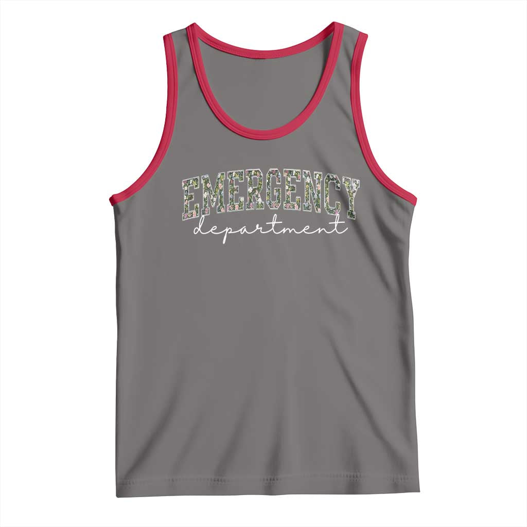 Floral Emergency Department Tank Top ER Nurse Gift TS10 Deep Heather Red Print Your Wear