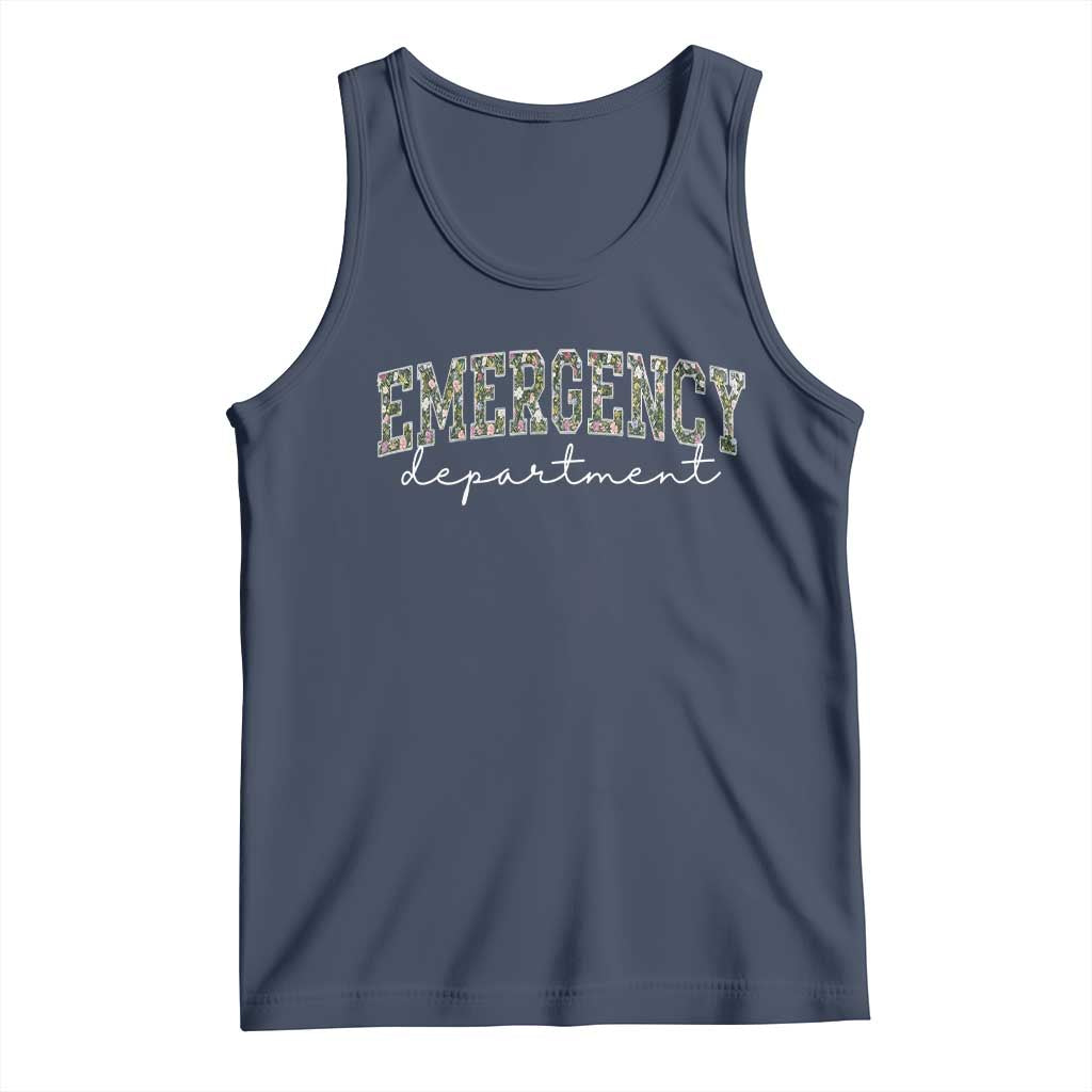 Floral Emergency Department Tank Top ER Nurse Gift TS10 Navy Print Your Wear