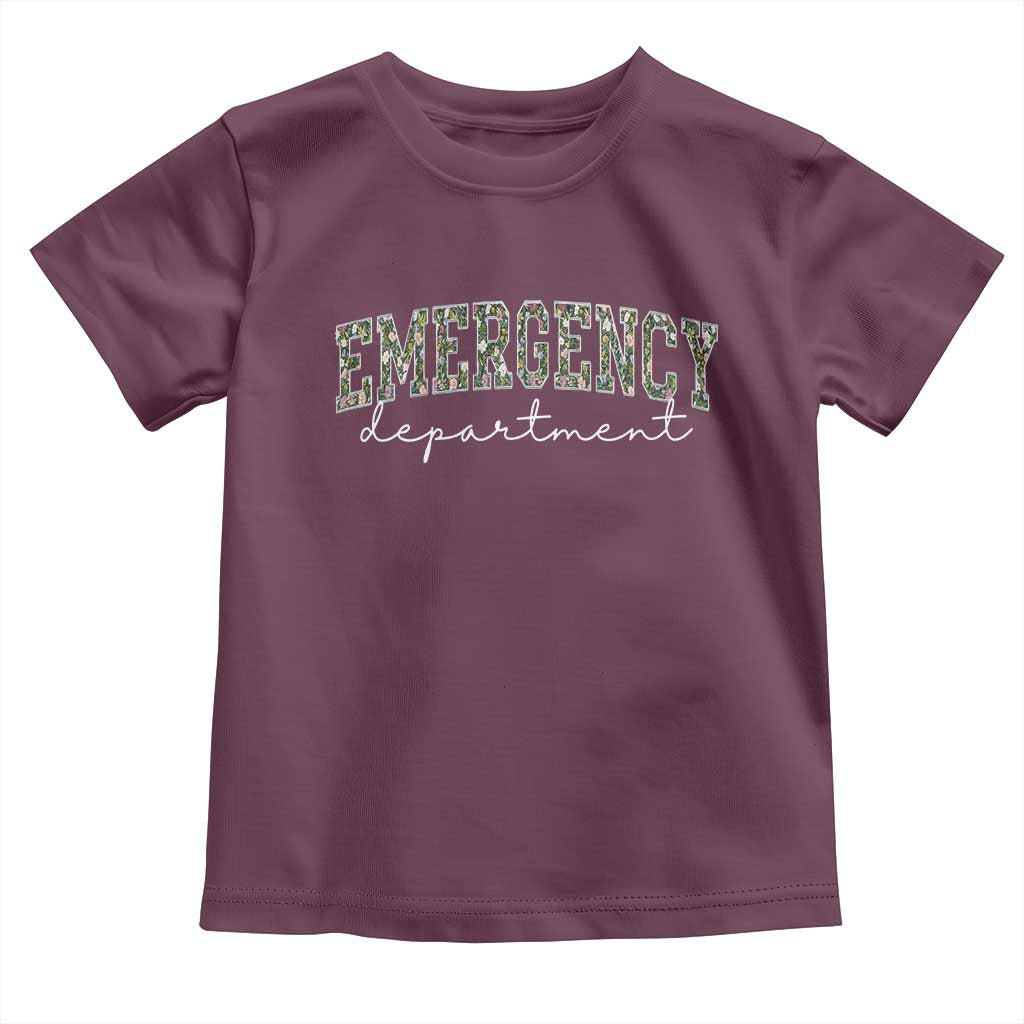 Floral Emergency Department Toddler T Shirt ER Nurse Gift TS10 Maroon Print Your Wear