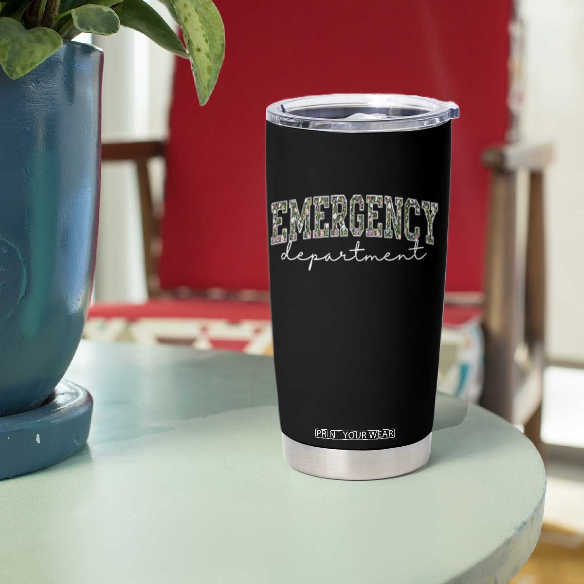 Floral Emergency Department Tumbler Cup ER Nurse Gift TS10 Print Your Wear