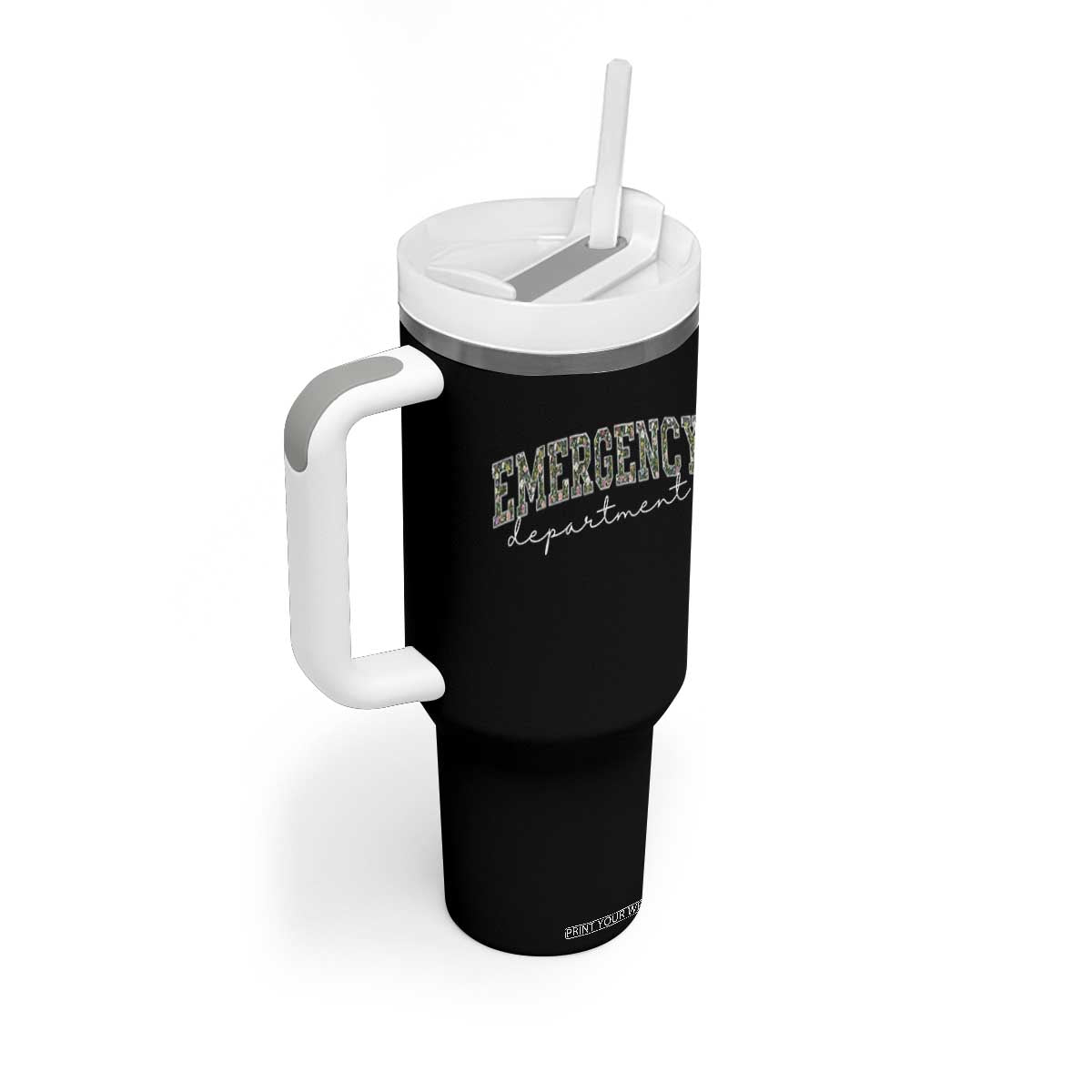 Floral Emergency Department Tumbler With Handle ER Nurse Gift TS10 Print Your Wear