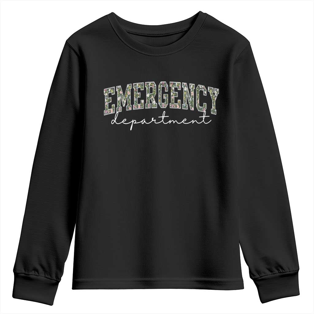 Floral Emergency Department Youth Sweatshirt ER Nurse Gift TS10 Black Print Your Wear