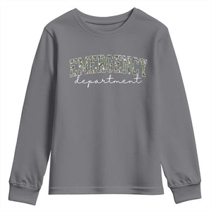 Floral Emergency Department Youth Sweatshirt ER Nurse Gift TS10 Charcoal Print Your Wear