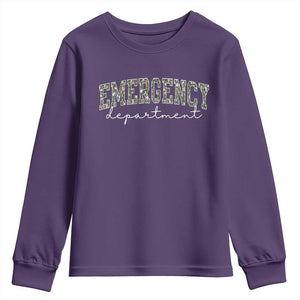 Floral Emergency Department Youth Sweatshirt ER Nurse Gift TS10 Purple Print Your Wear