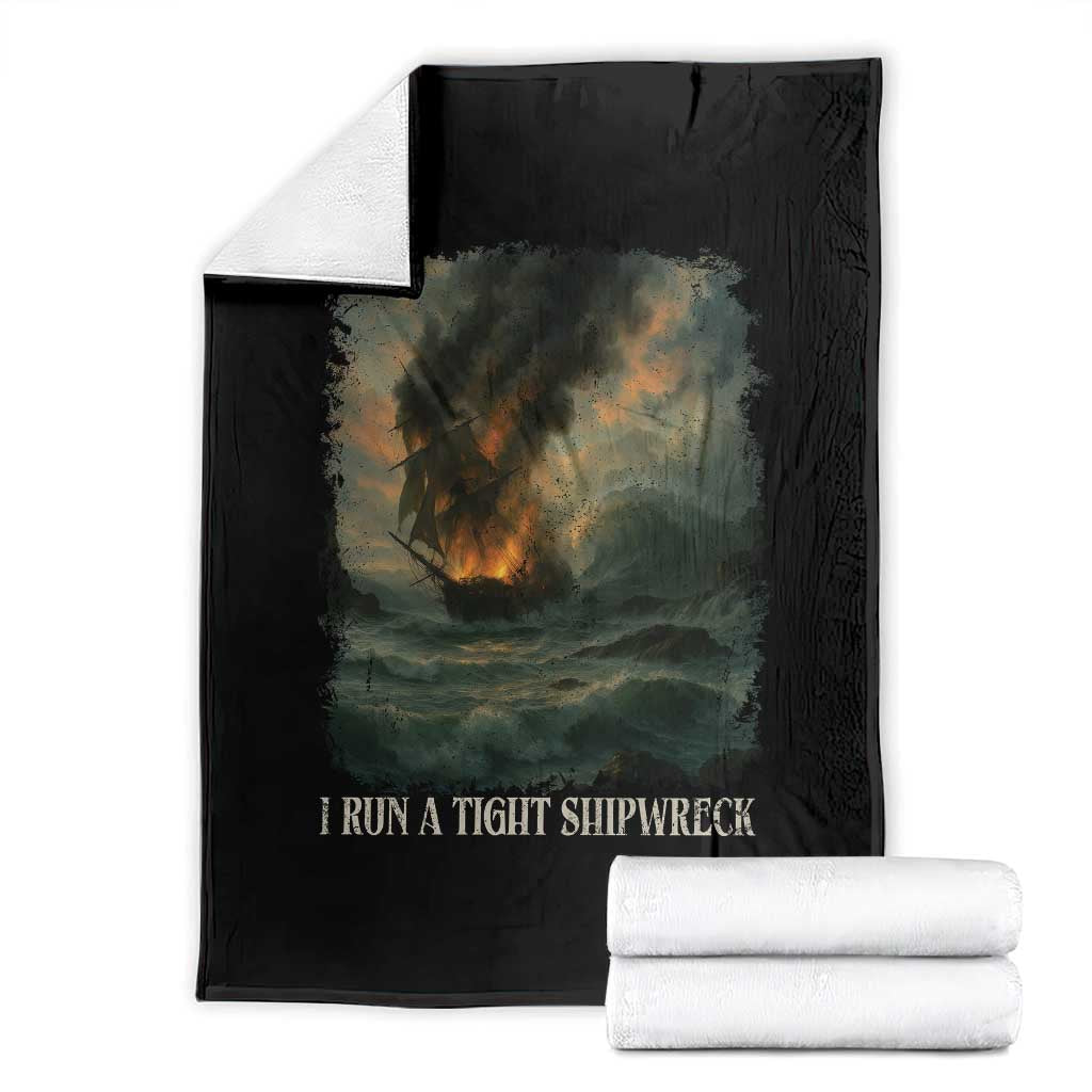 I Run a Tight Shipwreck Throw Blanket Homeschool Mama Cool Mom TS10 Black Print Your Wear