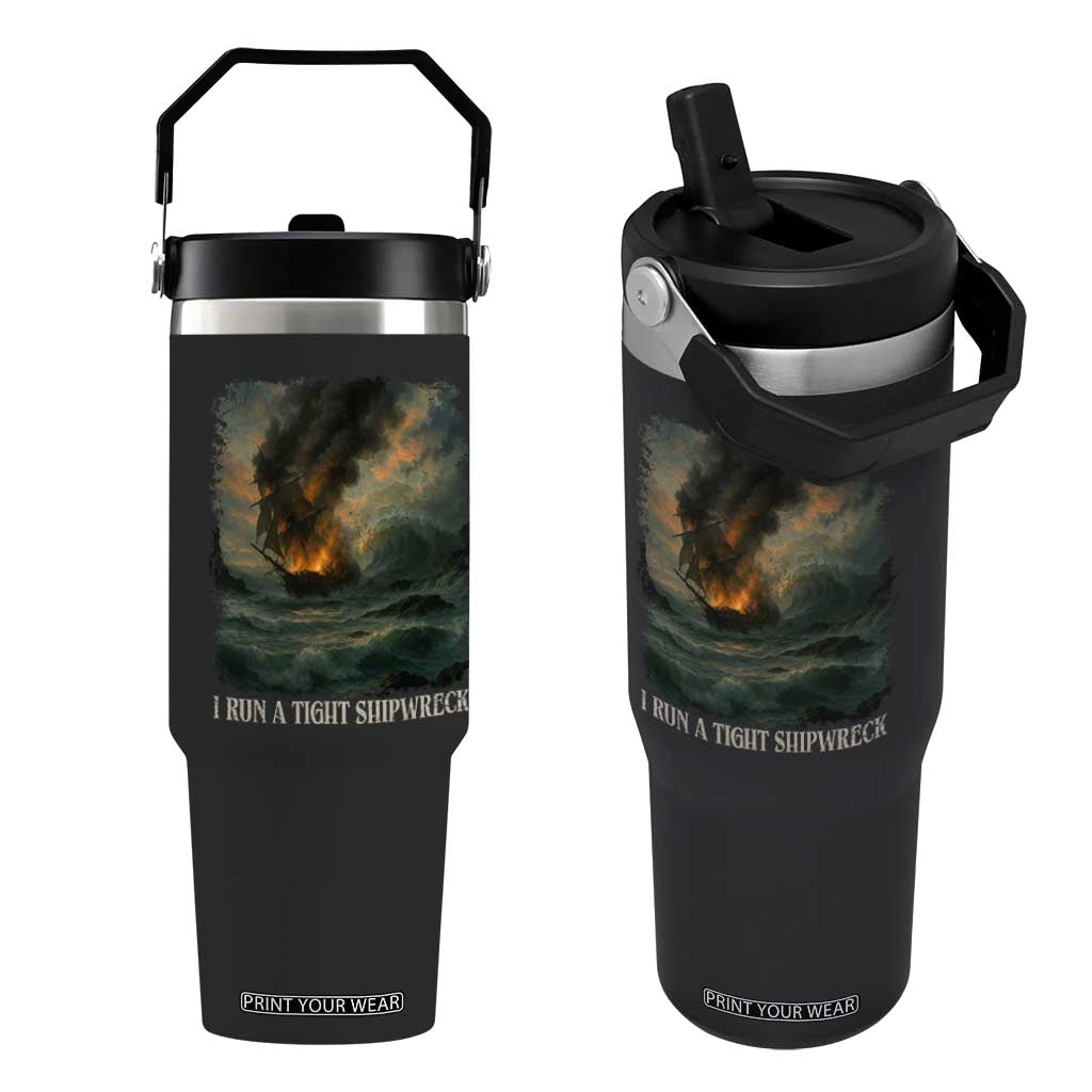 I Run a Tight Shipwreck Flip Straw Tumbler Homeschool Mama Cool Mom TS10 One Size: 30 oz Black Print Your Wear