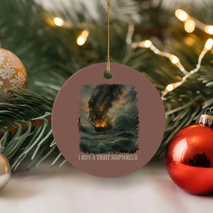 I Run a Tight Shipwreck Ceramic Ornament Homeschool Mama Cool Mom TS10 1pc Mocha Print Your Wear