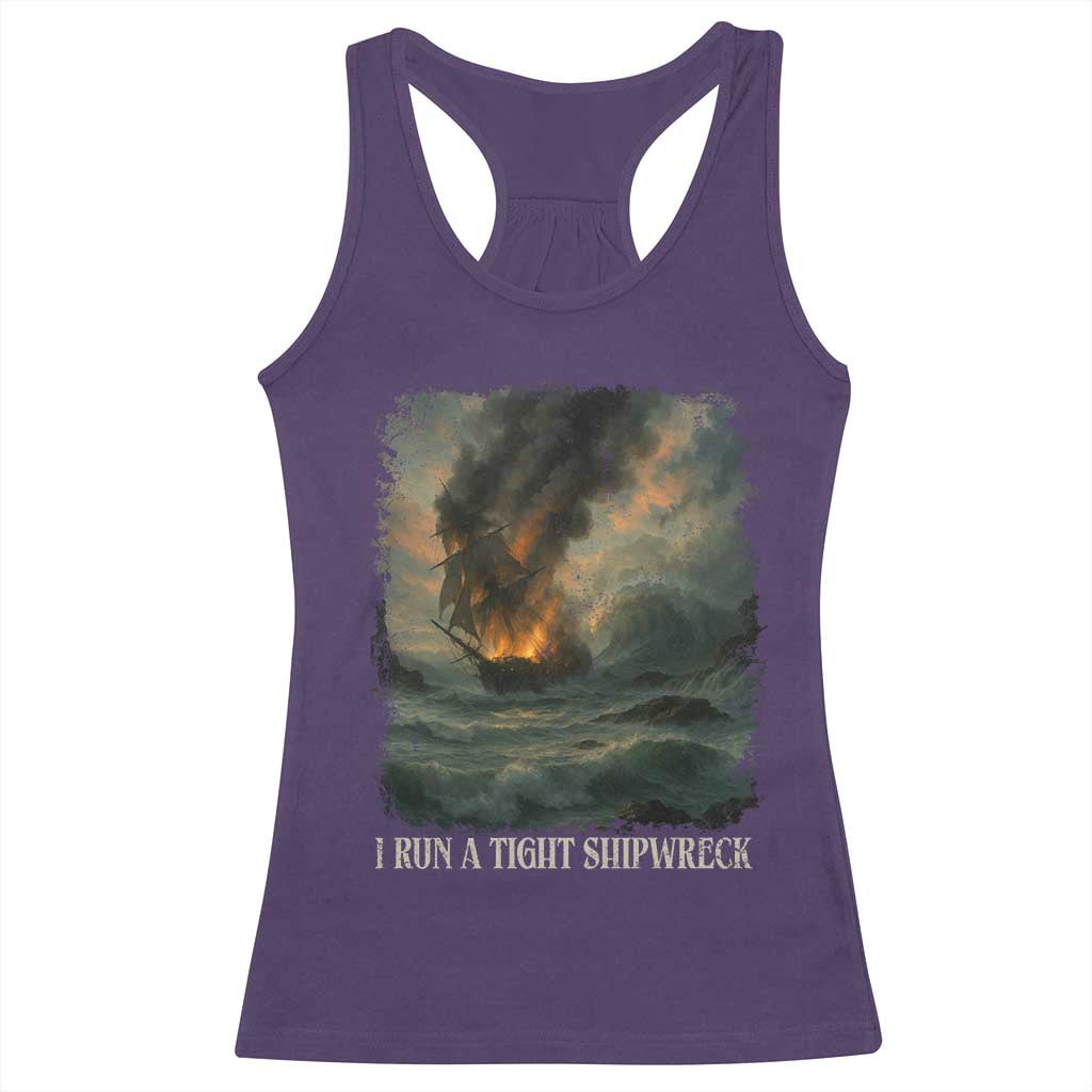 I Run a Tight Shipwreck Racerback Tank Top Homeschool Mama Cool Mom TS10 Purple Print Your Wear
