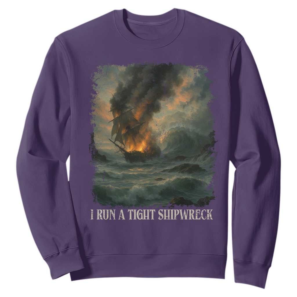 I Run a Tight Shipwreck Sweatshirt Homeschool Mama Cool Mom TS10 Purple Print Your Wear
