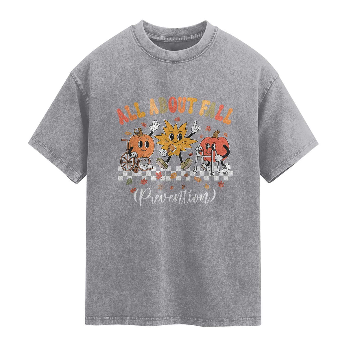 Fall Prevention Washed Cotton T-Shirt Autumn Thanksgiving Nurse PT OT