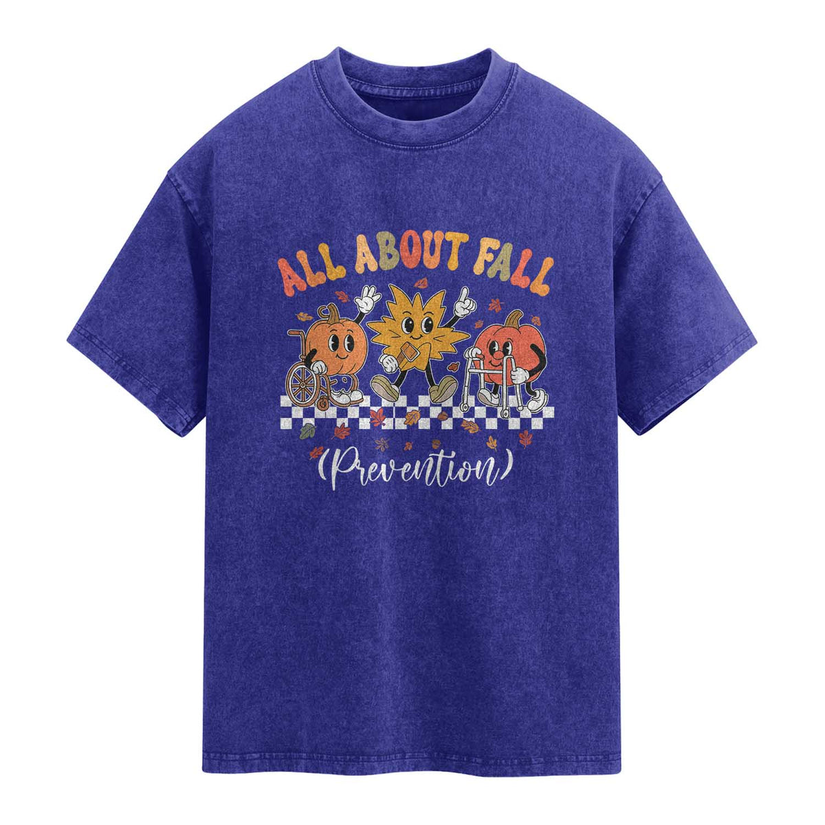 Fall Prevention Washed Cotton T-Shirt Autumn Thanksgiving Nurse PT OT